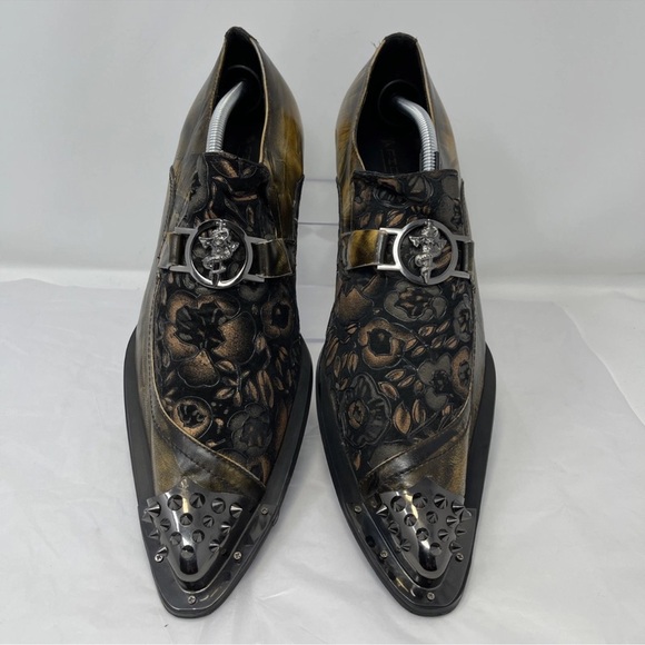 Fiesso by Aurelio Garcia Men Sz 12 Steampunk Floral Goth Spike Metal Tip Loafer - Picture 3 of 13